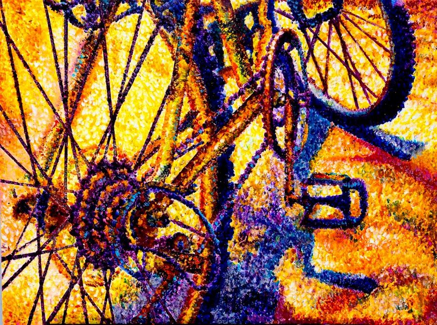 Bicycle wheels - drawing by Han Wen Zhang
